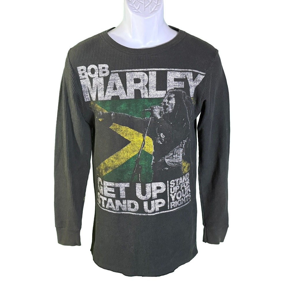 Zion Rootswear Bob Marley Thermal Large Grey Get Up Stand Up Long Sleeve